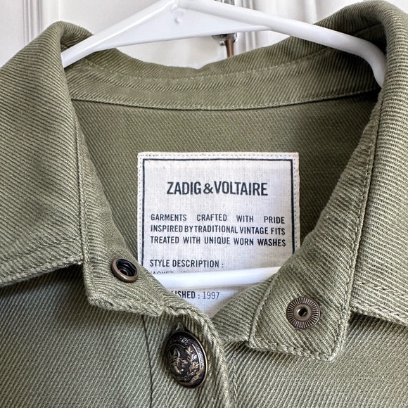 Zadig & Voltaire. Khaki cotton twill jacket / Jean Shirt - Picture 3 of 13